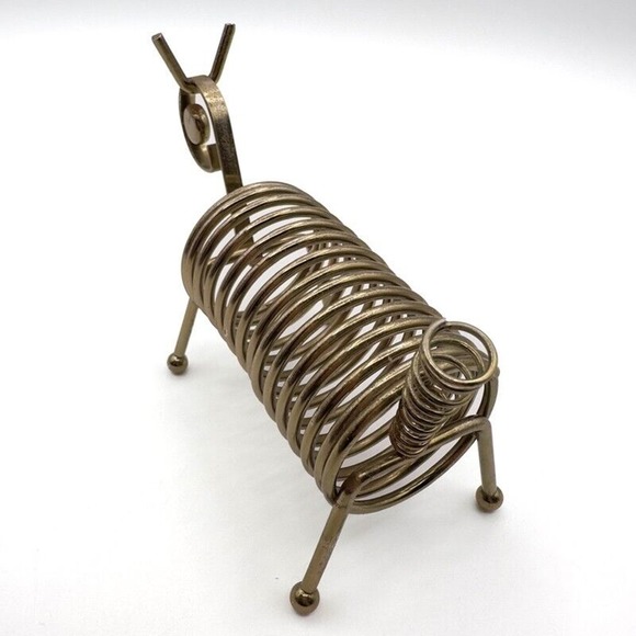 Brass Spring Wire Letter Holder Ram Animal Sheep Mid Century Desk Office Vintage - Picture 8 of 13